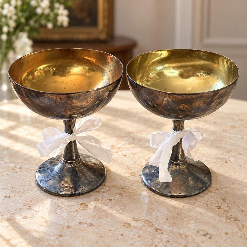 Eales 1779 silverplate Italy goblets pair